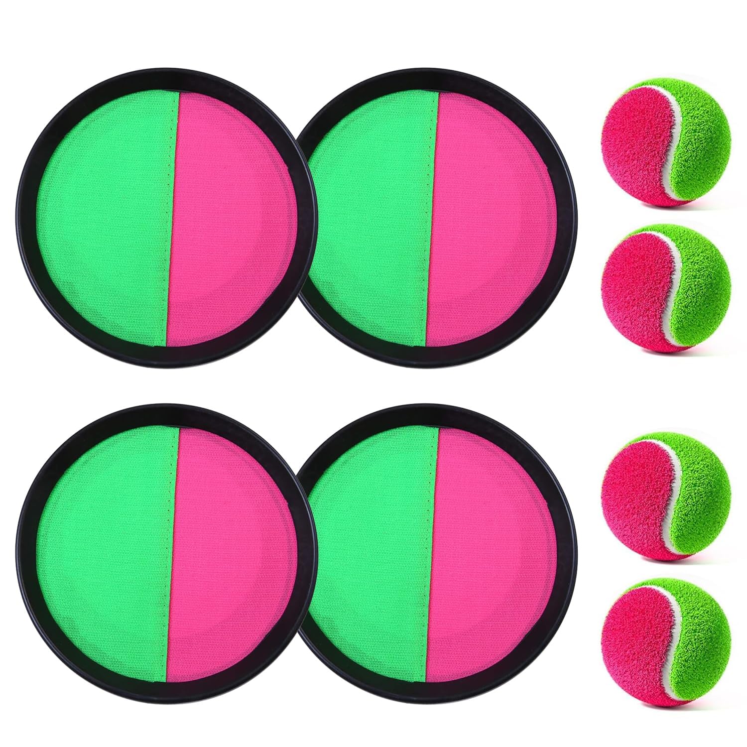 CREJOHY Toss and Catch Ball Set Ball and Catch Game Ball and Catch game Outdoor Toys for Kids Age 3-8 Outdoor Games for Kids 4 5 6 7 8 Year Old Boys Girls OutdoorBeach,Garden Game Age 6+ (4pc)