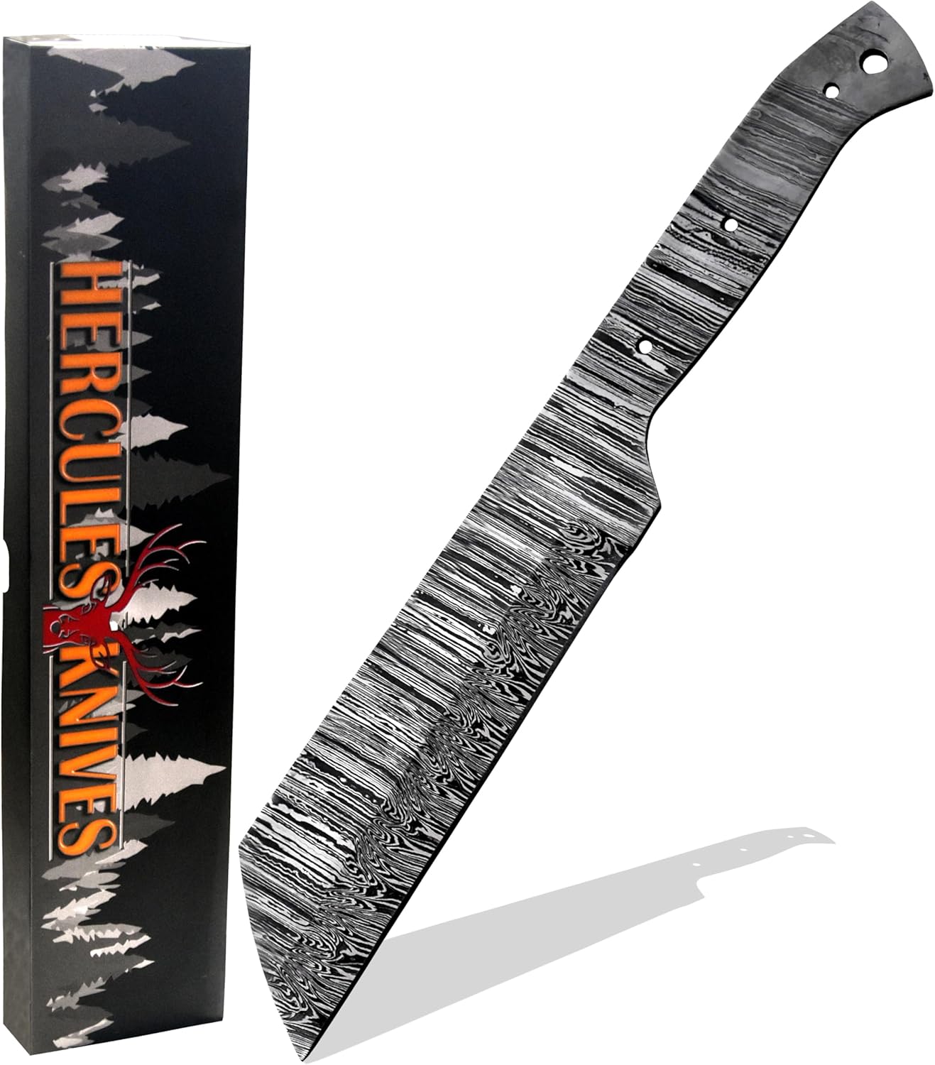 Custom Hand Forged Damascus Steel Blank Blade Cleaver Hunting Knife Butcher Knife Handmade Fixed Blade Knife Making Supply