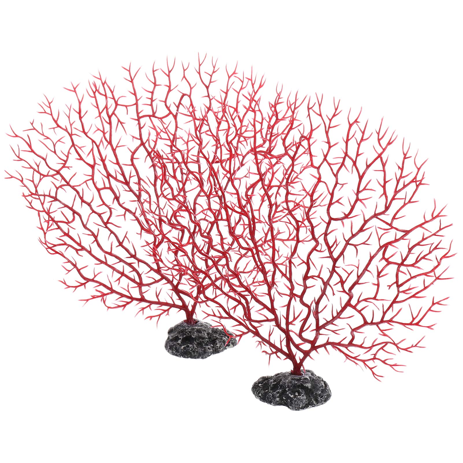 2pcs Fish Tank Landscaping Iron Tree Vase Plant Decor Ornament Fake Corals Red Coral Live Coral Desk Fish Tank Landscape Grass Artificial Seaweed Simulation Corals Crafts Ocean