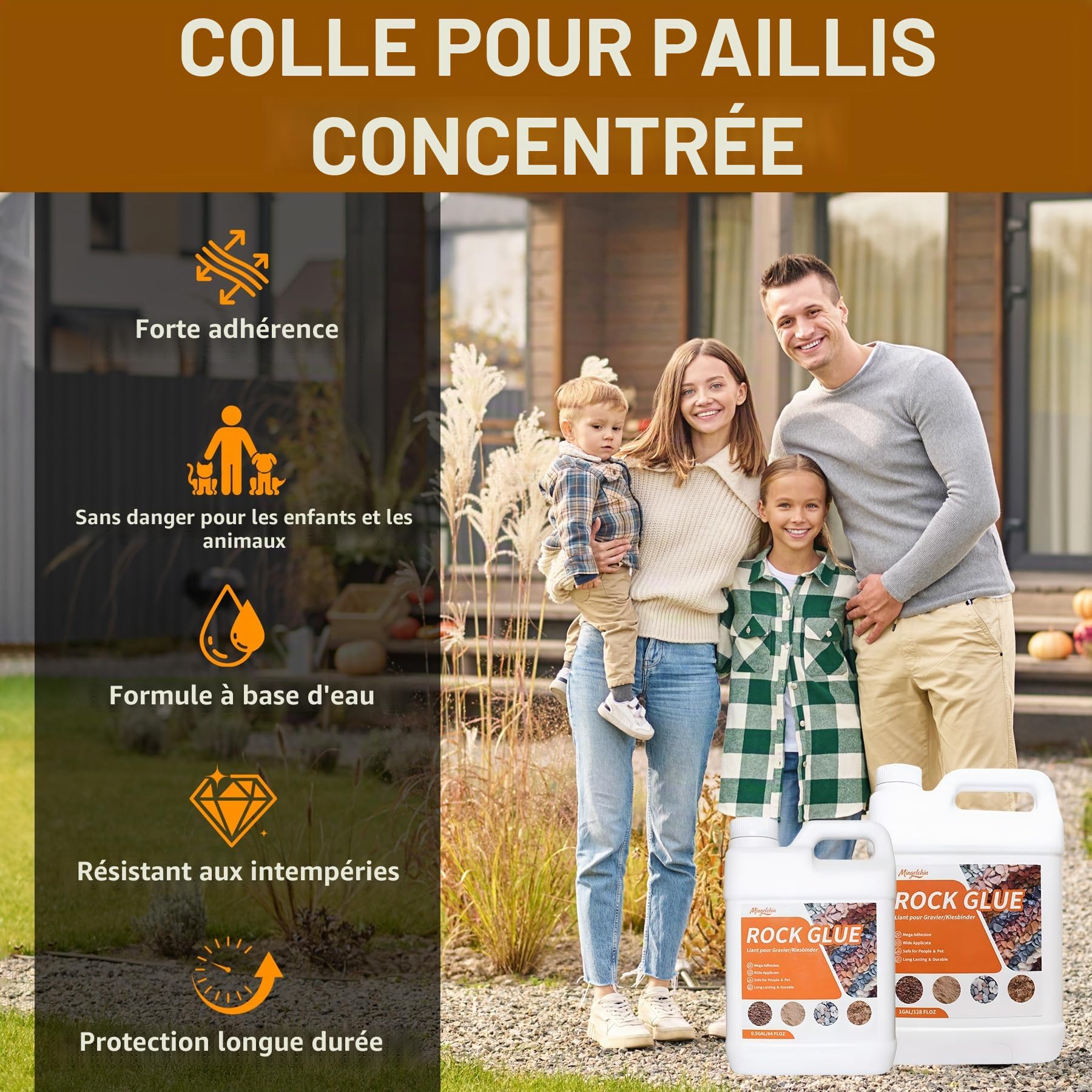 Liant Gravier Extérieur, 4L Stabilisateur Gravier pour Jardin, Cour,, Fixateur Puissant pour Gravier de Fixer les Cailloux, Paille, l'écorce et Plupart des Paillis, Colle de Gravier fin Non Toxique
