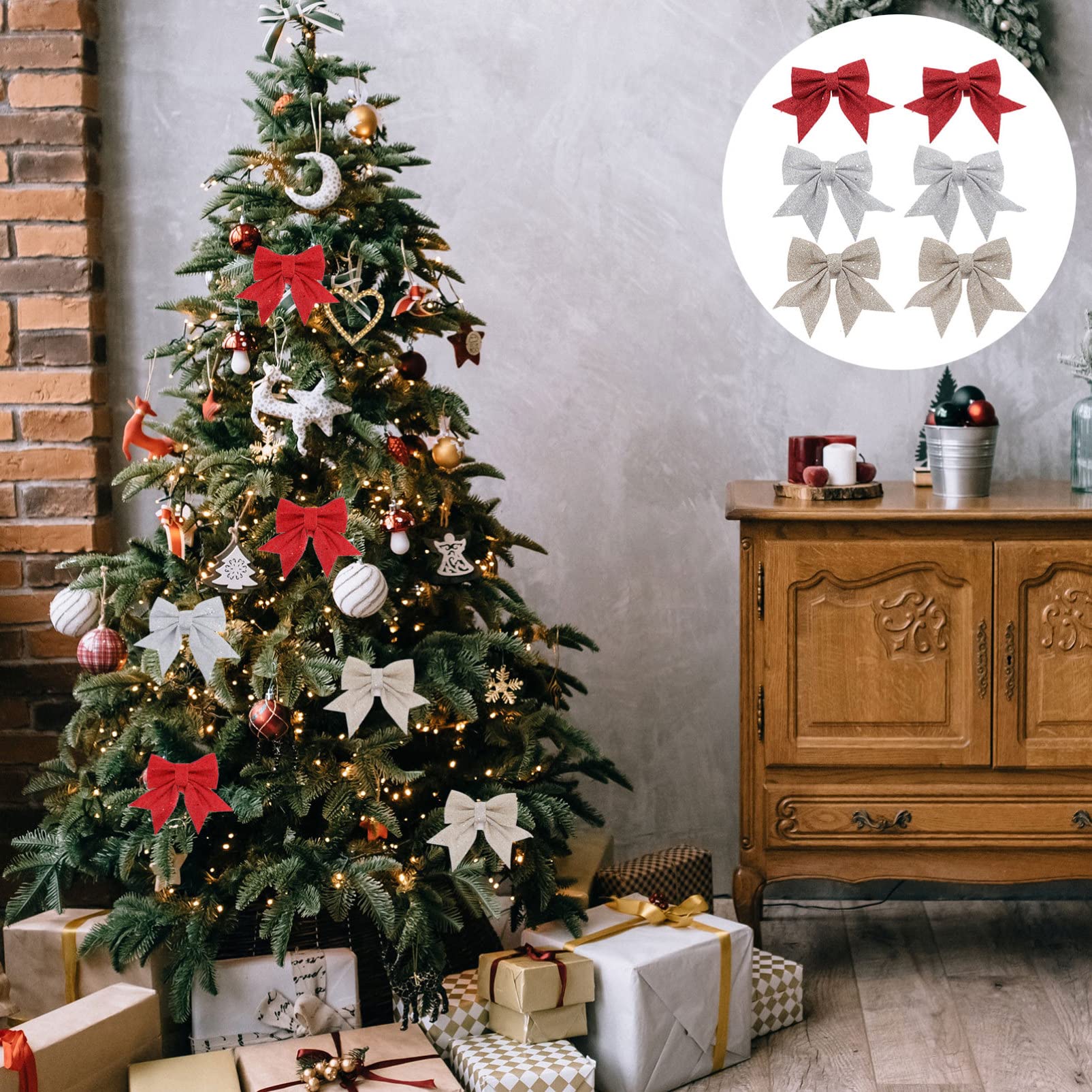 MAGICLULU 4 Set Tirare Fiocco Nastri Fiocco Decorazioni Albero Natale Nastri Fiocco Decorazioni Natalizie Fiocco Fiocco Fiocchi Decorativi Natalizi Regali Natalizi 6 Pezzi * 4
