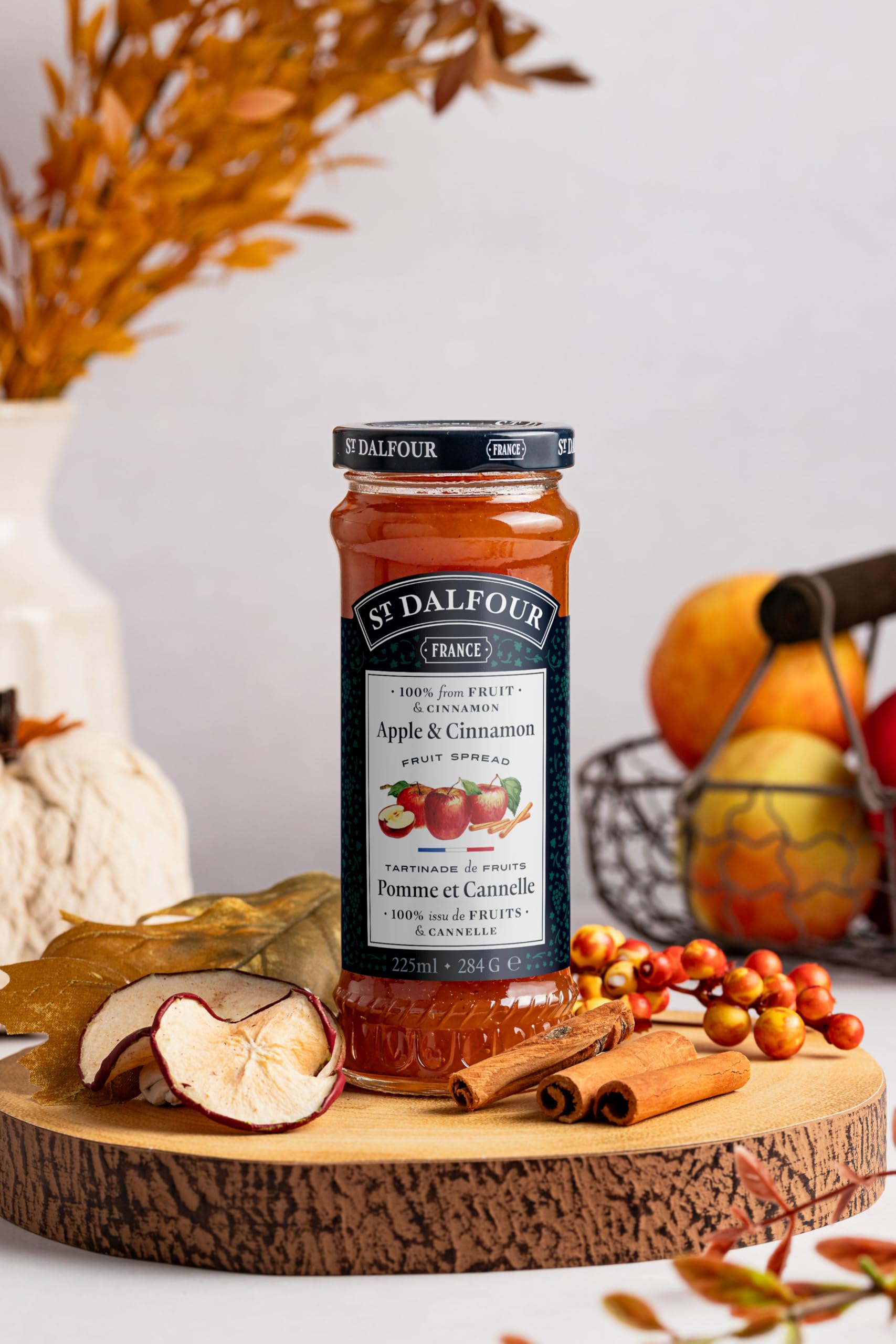 St Dalfour MANZANA & CANELA | Fruta triturada | Mermelada natural 284gr | 100% fruta sin azúcares añadidos