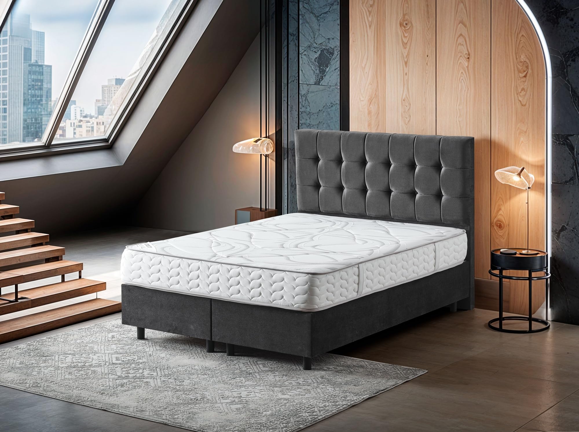 Ottomanson Queen 8" Vanguard Firm Mattress - Made in USA - Durable Support & Comfort - CertiPUR-US Foam & Reinforced Coils - Fiberglass-Free - Bed in a Box