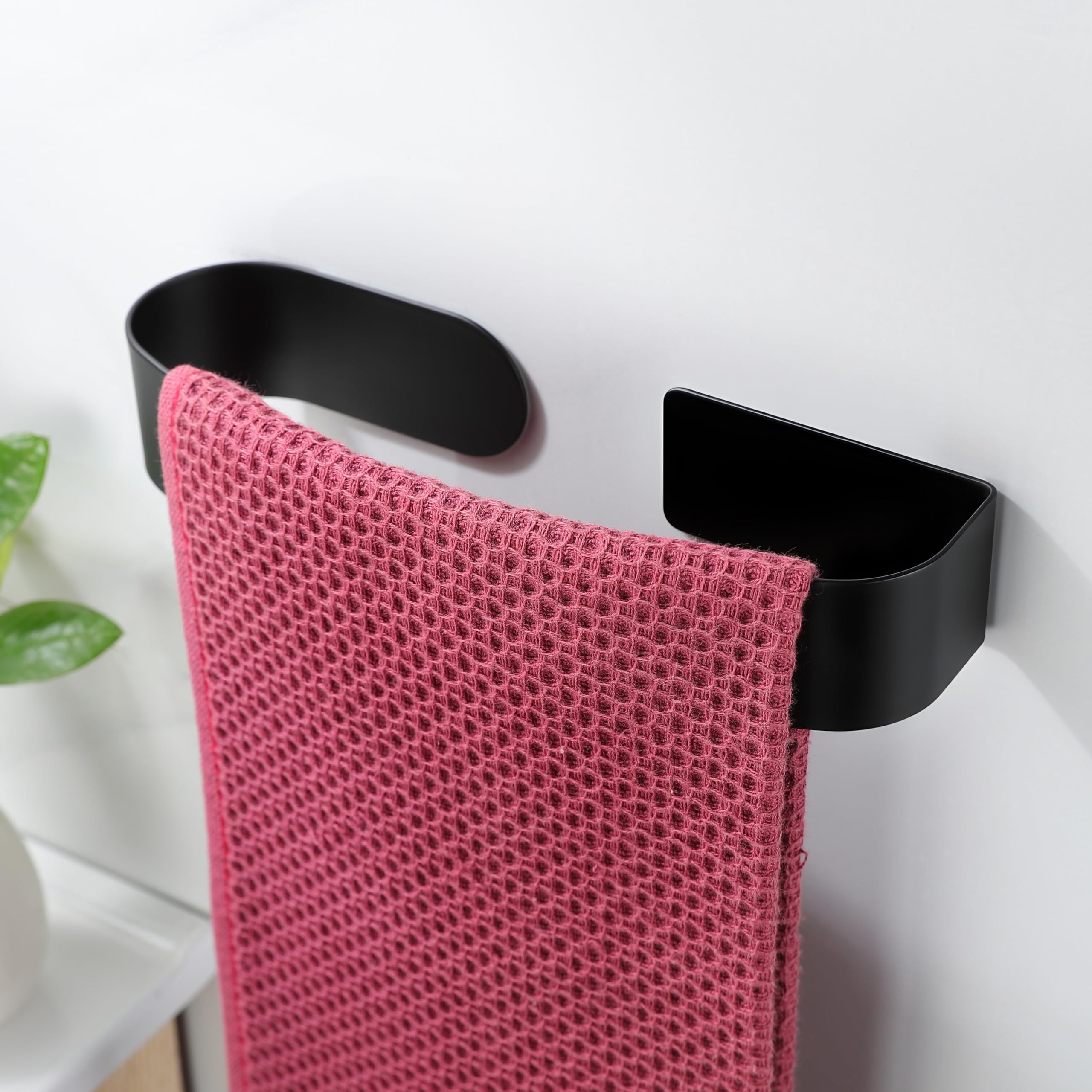 Taozun Hand Towel Holder Black 8.6" Self Adhesive Towel Bar Stainless Steel