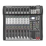 Depusheng DT8 Professional Mixer Sound Board Console 8 Channel Desk System Interface Digital USB Computer MP3 Input 48V Phantom Power Stereo DJ Studio FX Steel Chassis,Black
