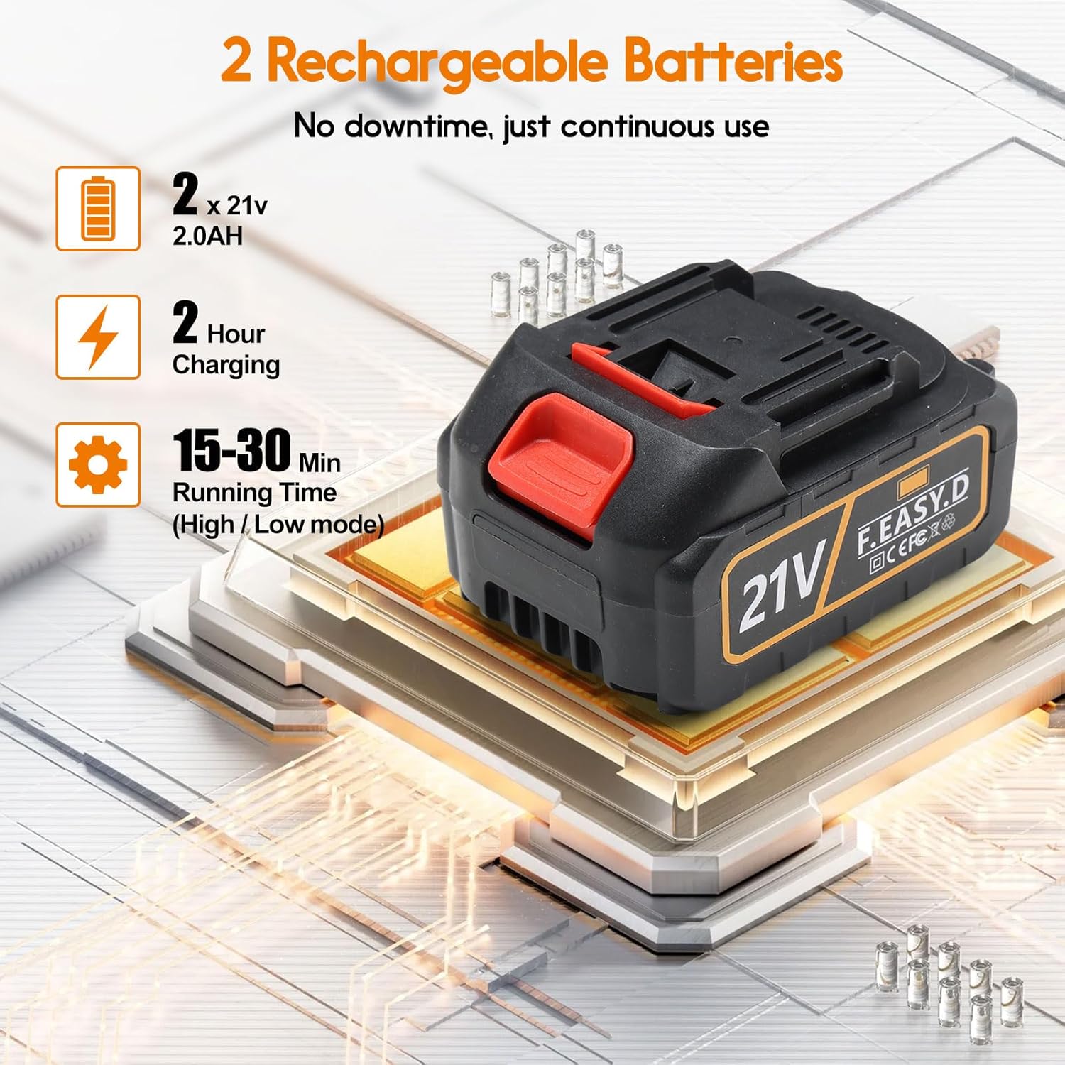 Leaf Blower, 21V Leaf Blower Cordless with 2 Batteries and Charger, Handheld Lightweight Leaf Blowers with Assistant Handle for Lawn Care, Patio, Garden, Dust