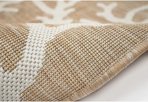 Miniatura 9 de Liora Manne Carmel - Alfombra de área de mezcla sintética para interiores y exteriores, perfil bajo, borde de transición, decoración de océano