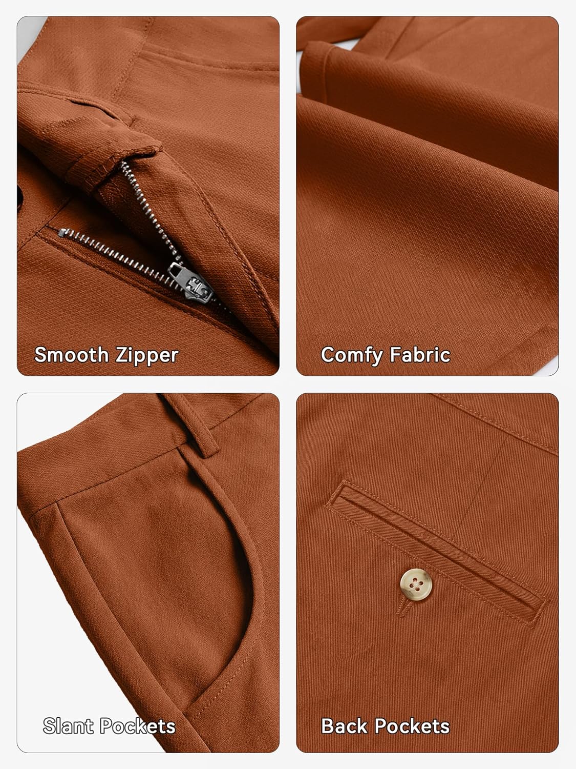 Woenzaia Men's Slim Fit Dress Pants Casual Stretchy Twill Chinos Tapered Skinny Slacks - Image 6