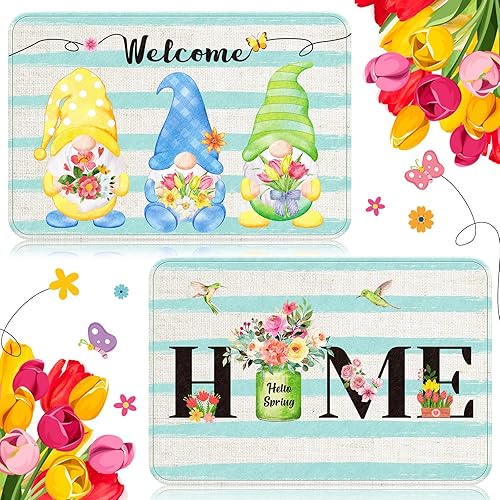 Miniatura 8 de 2 tapetes para el día de San Valentín, diseño de gnomo de bienvenida con corazón rosa, de 15.75 x 23.62 pulgadas, lavable, para el hogar, bonita