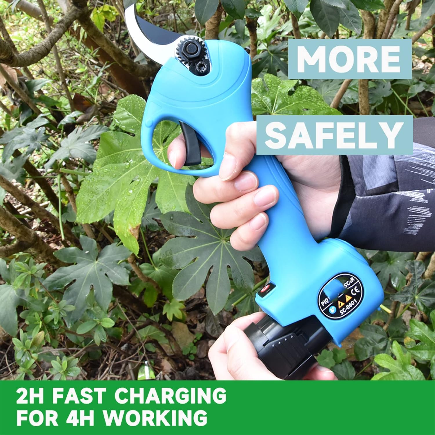 Electric Cordless Pruner Lithium-Ion Pruning Shear Efficient Scissors Bonsai Electric Tree Branches Garden Tools Electric 2batteries