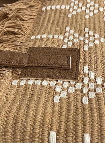 Miniatura 3 de Bolsa de paja para mujer, bolsas de playa hechas a mano, bolso de hombro suave con Azipper, Caqui