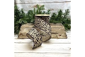 2.5' Leopard Natural Wired Ribbon (10 Yards)
