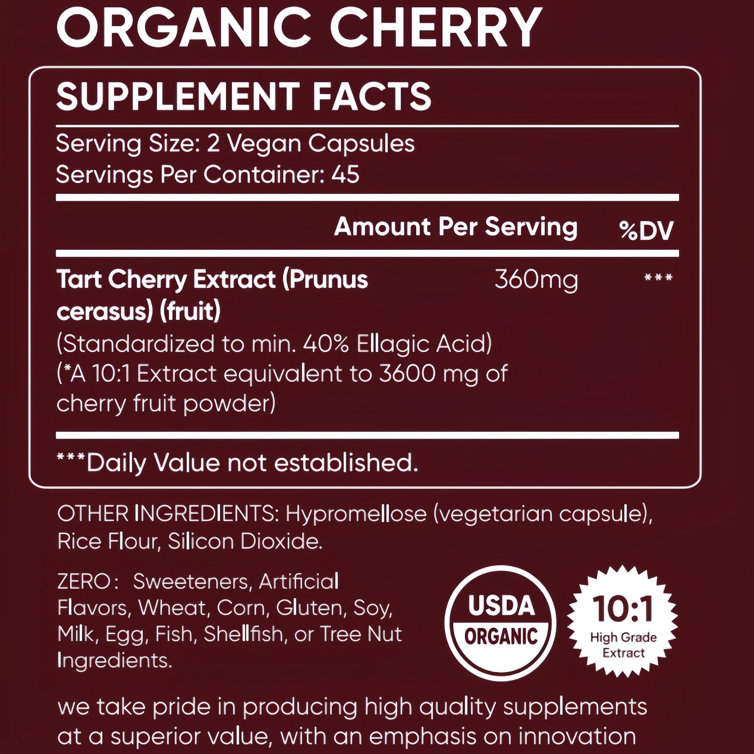 Acid Cherry Capsules - High Concentration Acid Cherry Extract, 3600 milligrams per Serving - Vegan, Non-GMO, Gluten-Free - 90 Capsules — Amazon image 9