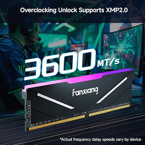 Miniatura 4 de fanxiang RAM DDR4 RGB 32 GB (2 x 16 GB) 3600 MHz CL18 V1.35, memoria de overclocking de máquina de juegos de escritorio, compatible con Intel XMP