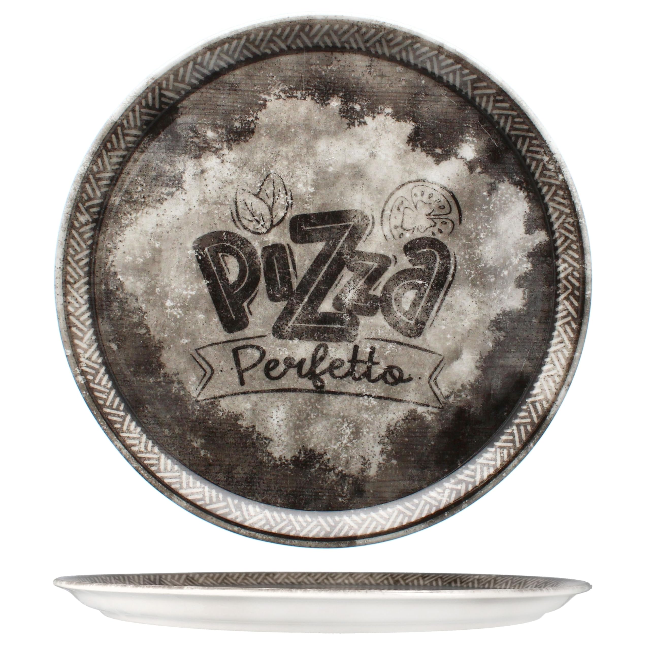 MamboCat Perfetto Lot de 6 assiettes à pizza en porcelaine noire Ø 31,5 cm