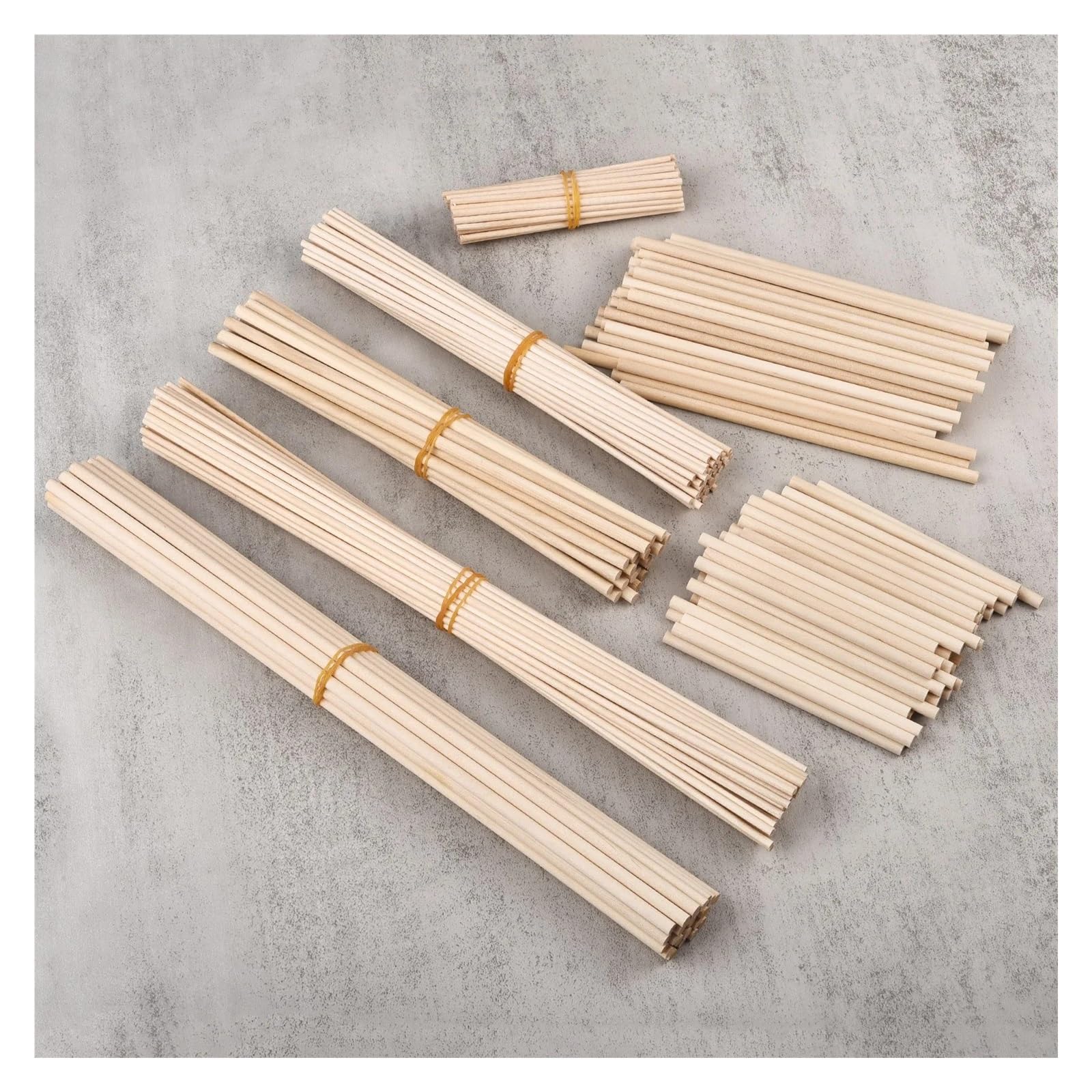 Drewniane pręty kołkowe, Okrągłe drewniane patyczki o średnicy 3 mm i 5 mm, różne rozmiary, do majsterkowania i obróbki drewna(B 5x150mm 50pcs)