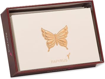 Papyrus Blank Cards with Envelopes, Gold Butterfly (14-Count)
