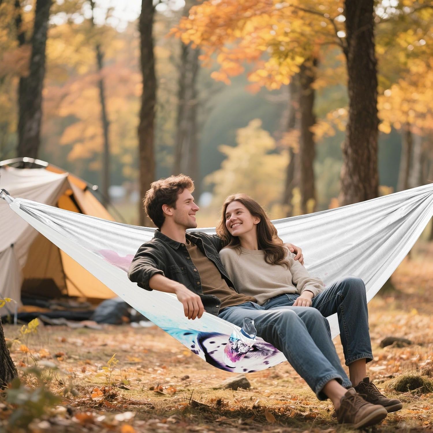 ALAZA Dalmatian Dog Camping Hammocks Single or 2 Person 500 lbs Portable Parachute Travel Hammock w/Tree Straps for Hiking Backpacking Indoor Outdoor