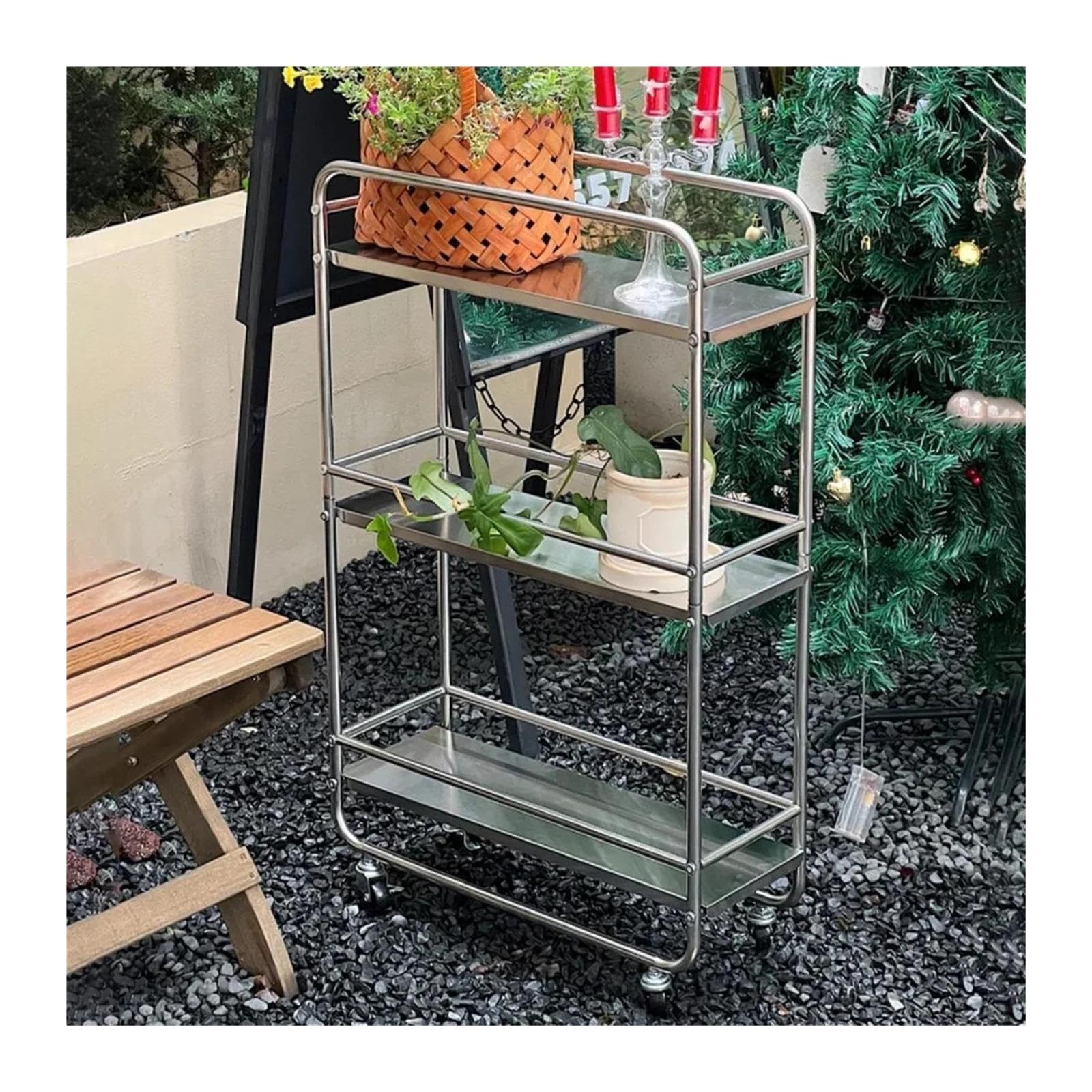 Carrello Cucina Carrello mobile con tavolino in acciaio inossidabile