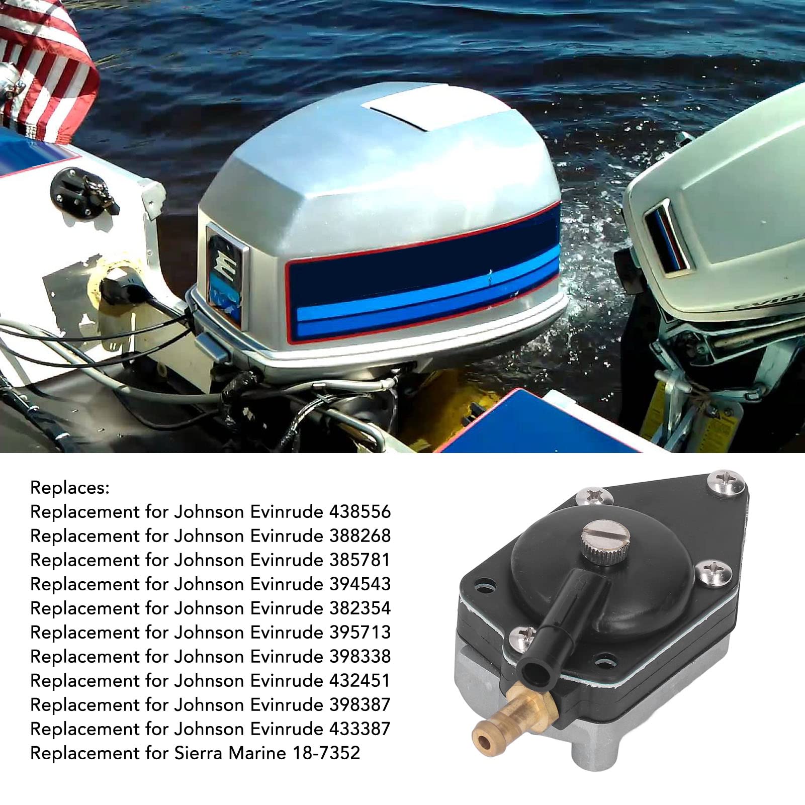 Kraftstoffpumpe für Bootsmotoren, 438556 Außenborder-Kraftstoffpumpe mit Dichtung Ersatz für Johnson Evinrude 20‑140 PS Bootsmotor