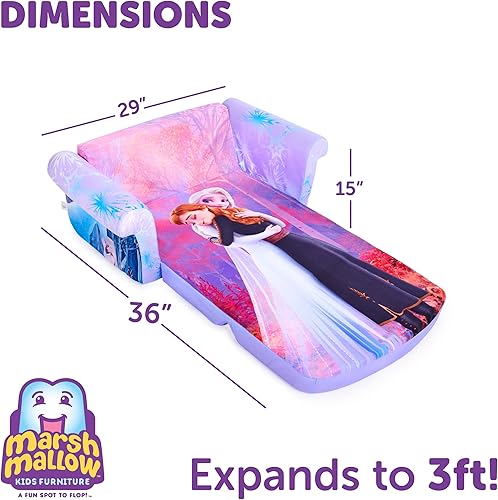 Miniatura 95 de Marshmallow Muebles, Niños 2-en-1 Flip Open Foam Comprimido Sofá, Disney La Sirenita