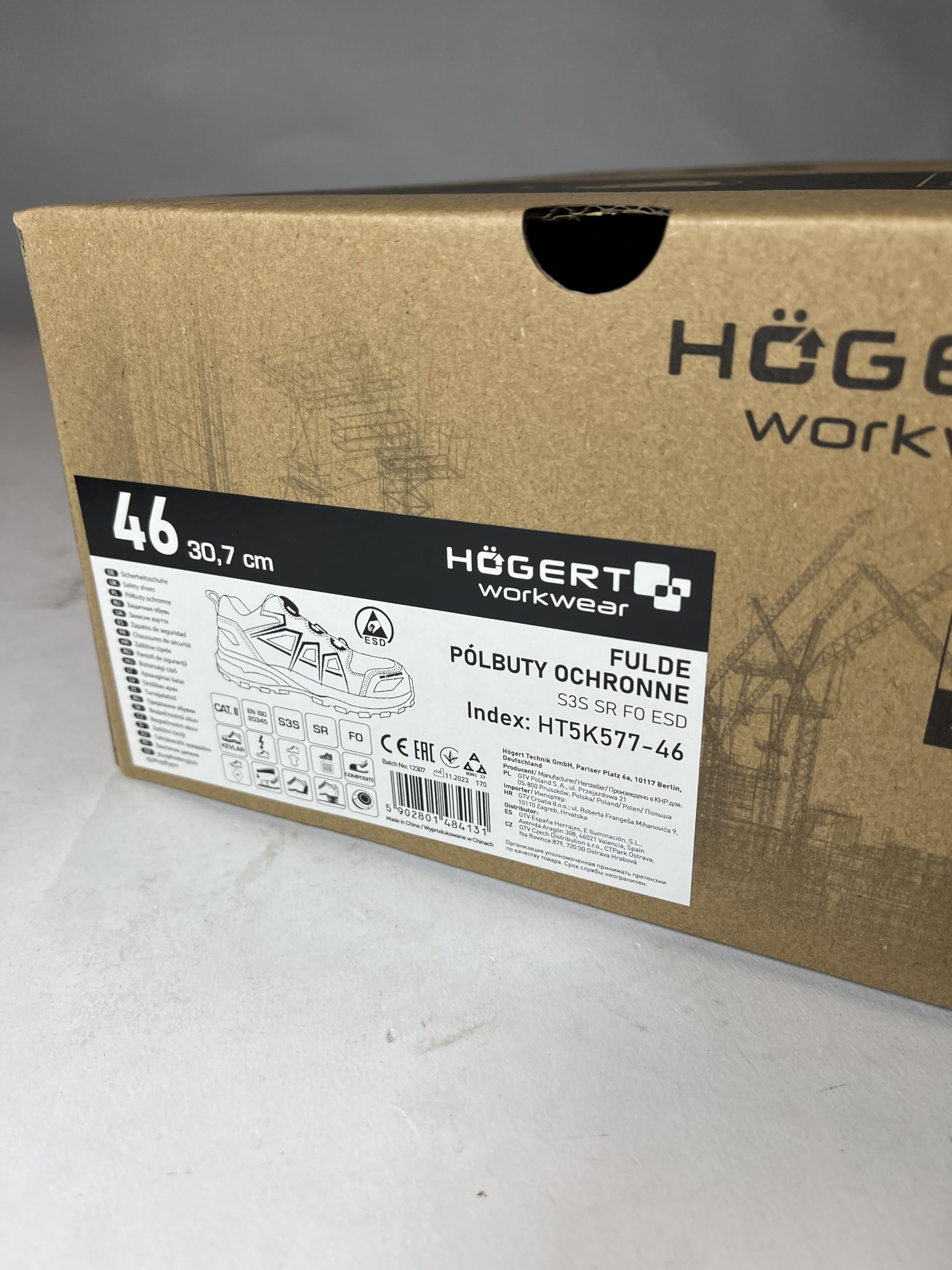 Högert Technik, Fulde Sicherheitsschuhe Lace System S3s SR FO ESD Grau/Blau 40, Scarpe Antinfortunistiche, Grigio Blu, EU
