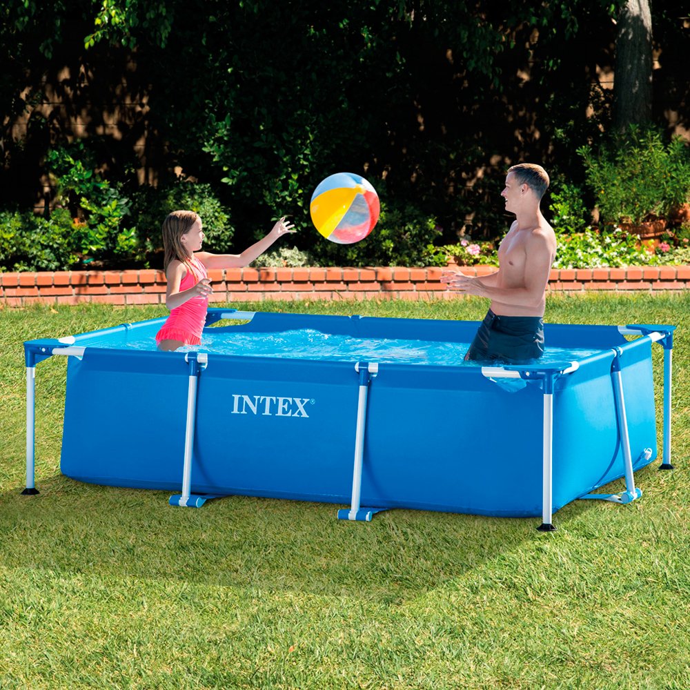 Intex 28271NP Kleiner Rahmen - Piscina zerlegbar, 260 x 160 x 65 cm, 2.282 Liter & Oberflächenskimmer - Deluxe Oberflächenskimmer zur Wandmontage - Hängeskimmer