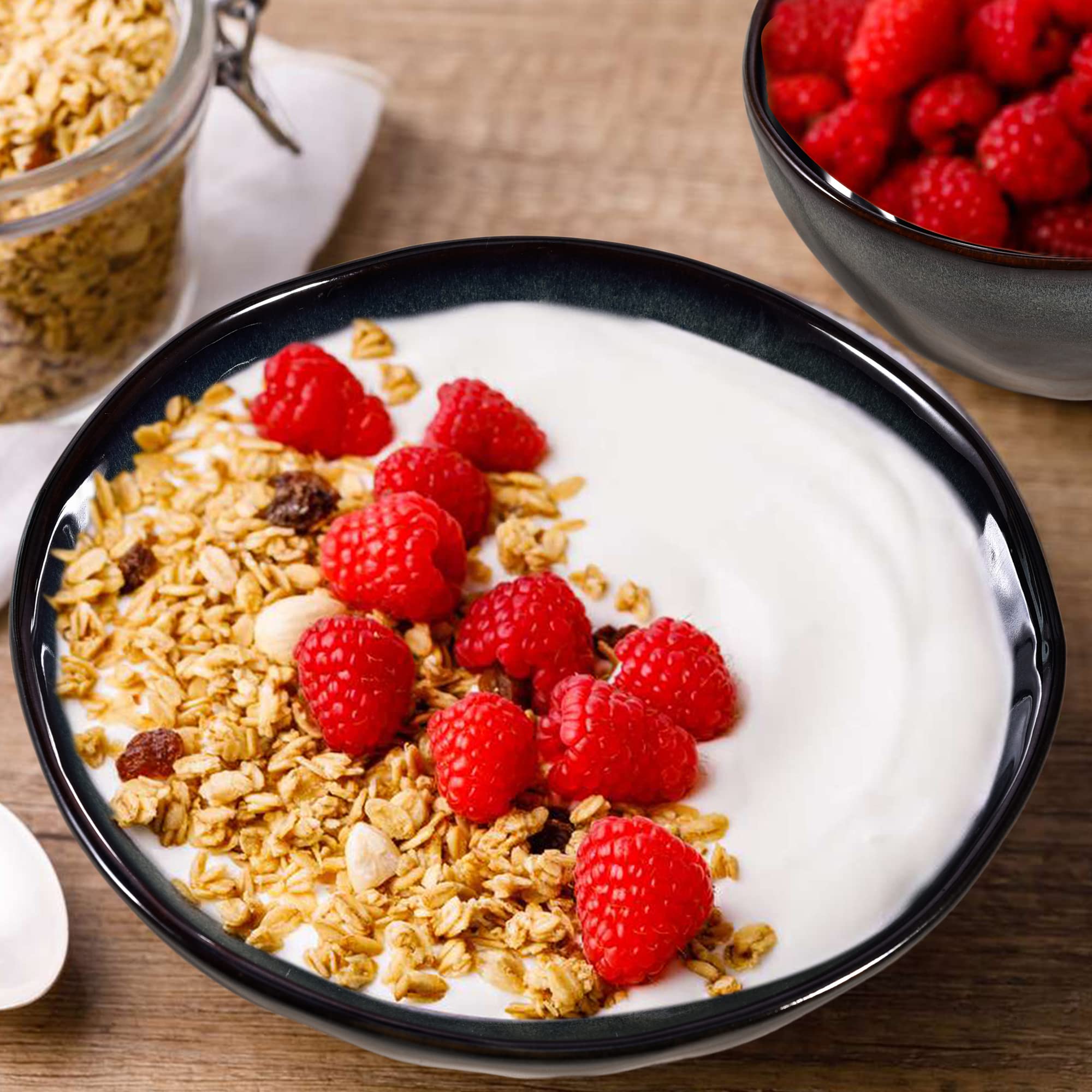 fMBB 33 OZ Ceramic Bowl Pasta Bowls Set of 4, Great Salad Bowl Set, Large Bowl For Eating, Dinner Bowls, Stackable Serving Bowls, Reactive Glaze Series, Black