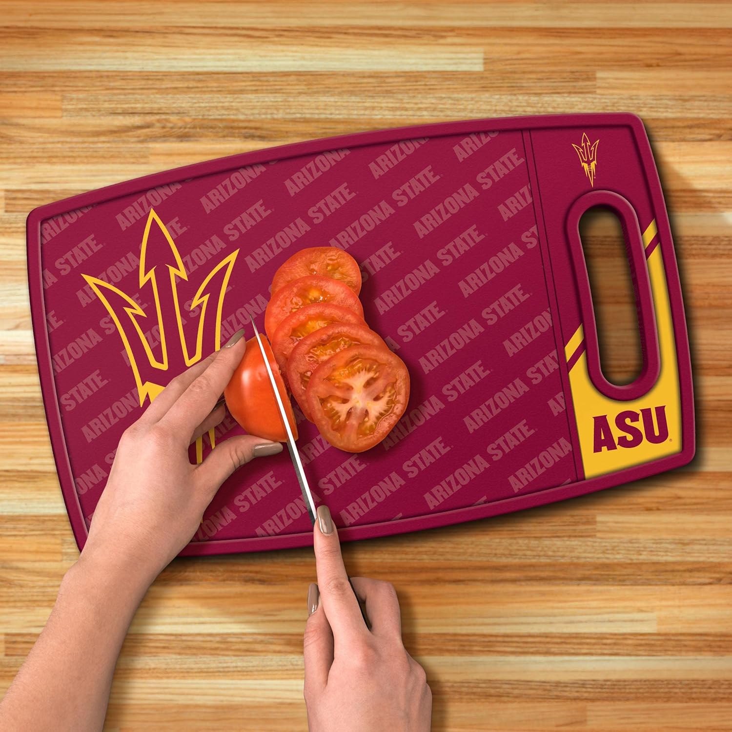 YouTheFan NCAA Officially-licensed Logo Series Cutting Board - reversible design for double the cutting surface - gentle on knives, team message on both front and back