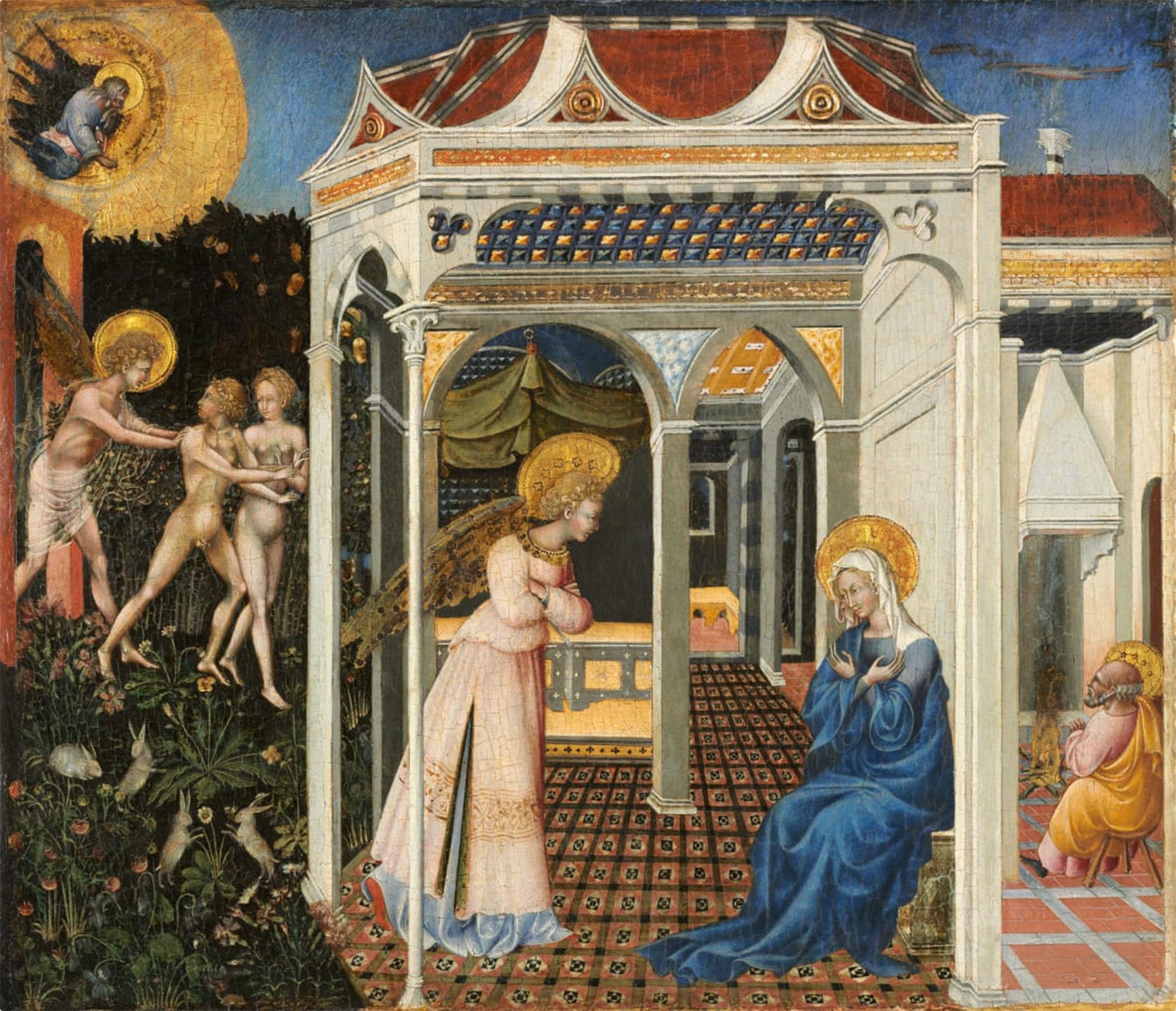 SERENDIPITP Vintage Picture Print on Canvas Wall Art Poster the Annunciation and Expulsion From Paradise by Di Paolo Artwork Print Poster for Wall Decor 60x90cm