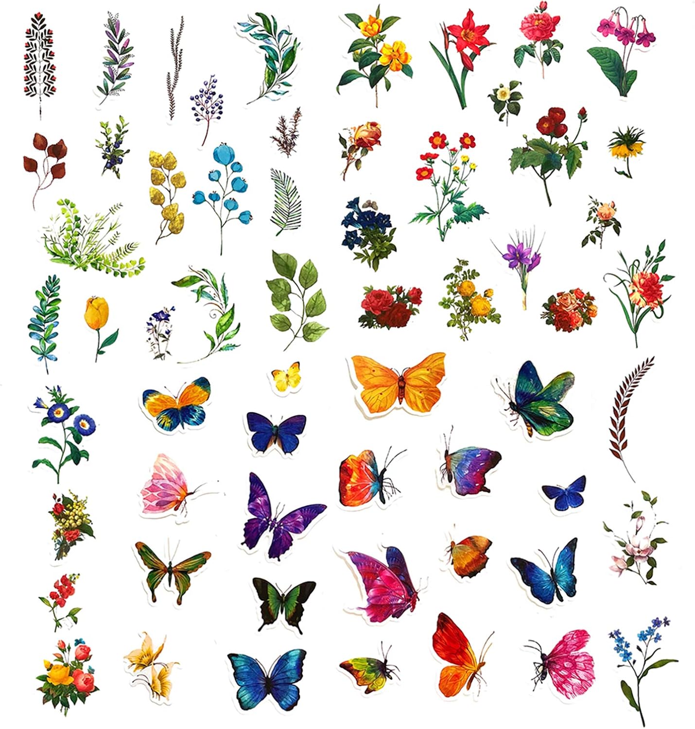 MAXLEAF 120PCS Multi-Colored Vintage Plants Flowers Fairy Washi Stickers for Decoration Planners Scrapbook Laptops (Vintage Flower)