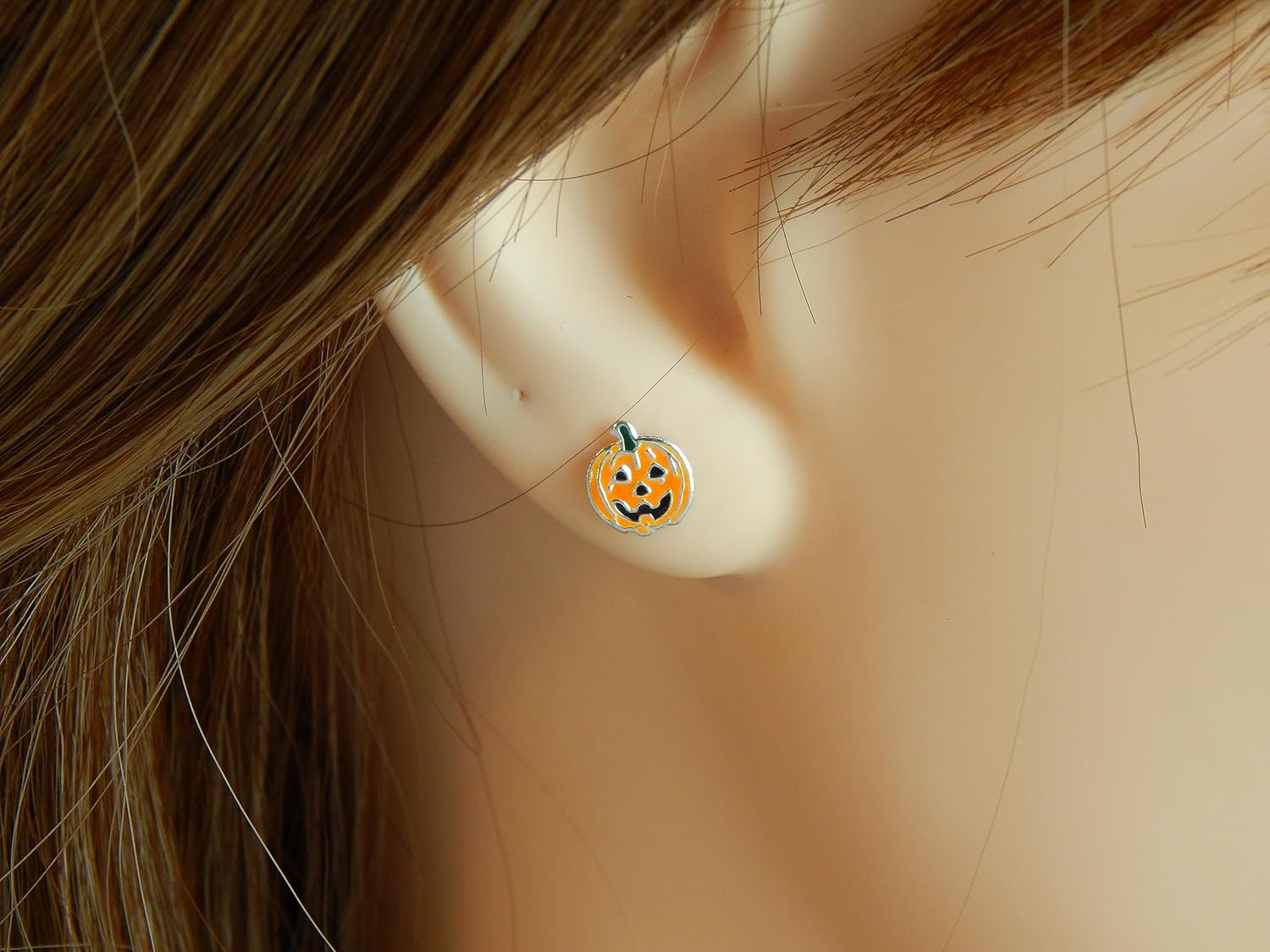 ICYROSE 925 Sterling Silver NEW Set of 3 Pairs Halloween Ghost Black Cat and Jack Pumpkin Stud Earrings (Nickel Free)