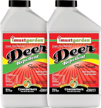 I Must Garden Deer Repellent Concentrate [2 Pack] - Natural Spice Scent - Two 32oz Bottles