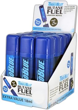 18 ml Butane Fuel Refill for Torch Lighters Display of 12