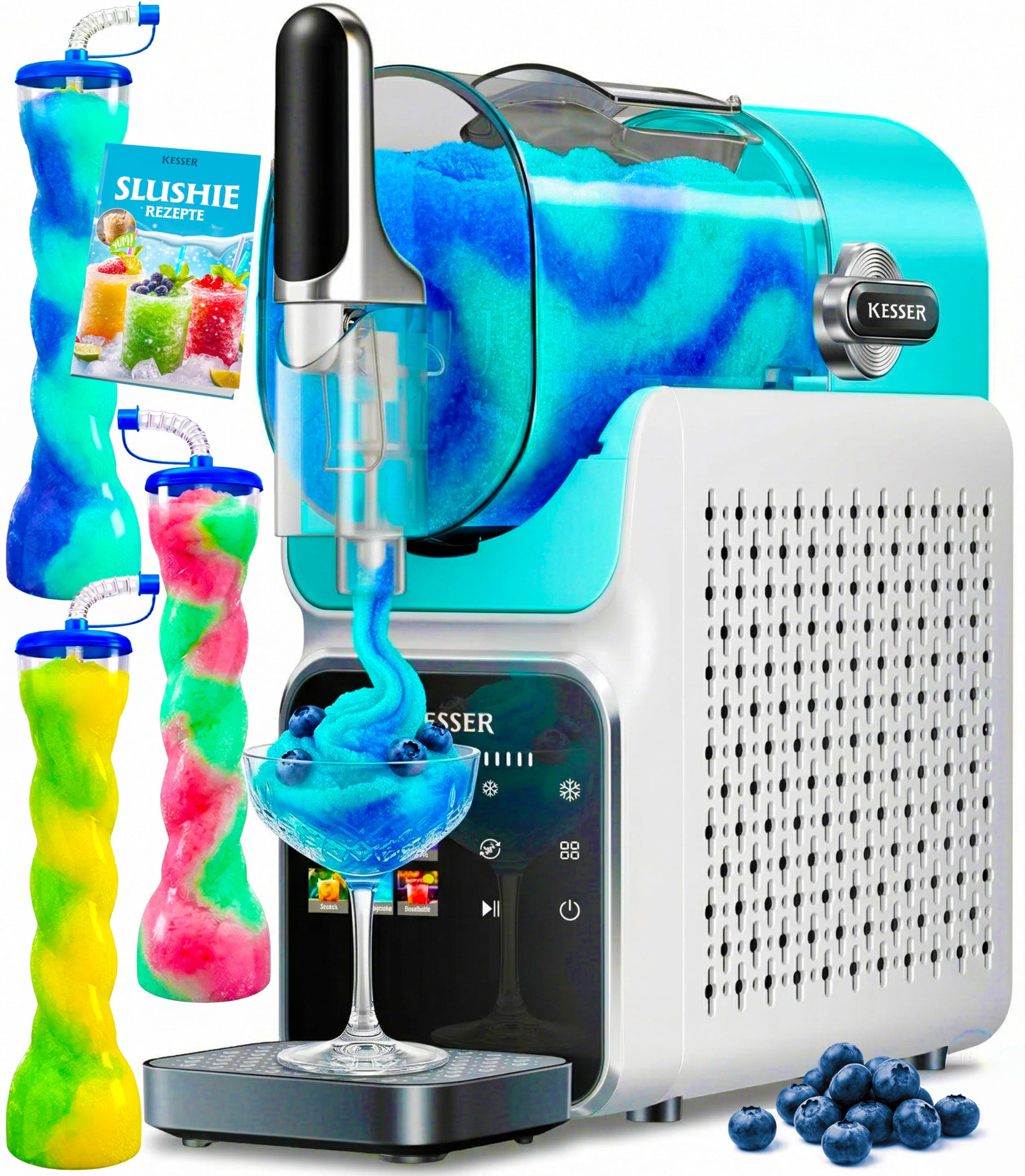 KESSER Slush - Macchina per la casa – Slush Ice Maker 2 l – per slush, cocktail gelato, frappè, frappè, frappé e succo congelato – in 25 minuti & con 6 programmi, con 3 tazze e ricettario, colore