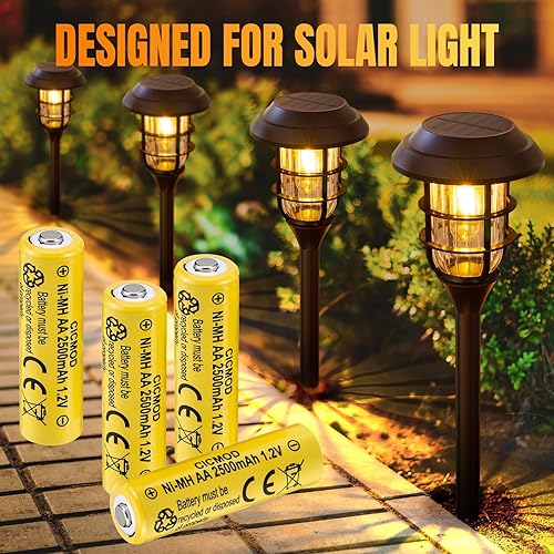 Miniatura 2 de CICMOD Baterías AA recargables 1.2V Ni-MH 2500mAh doble A batería para jardín al aire libre luces solares paquete 8