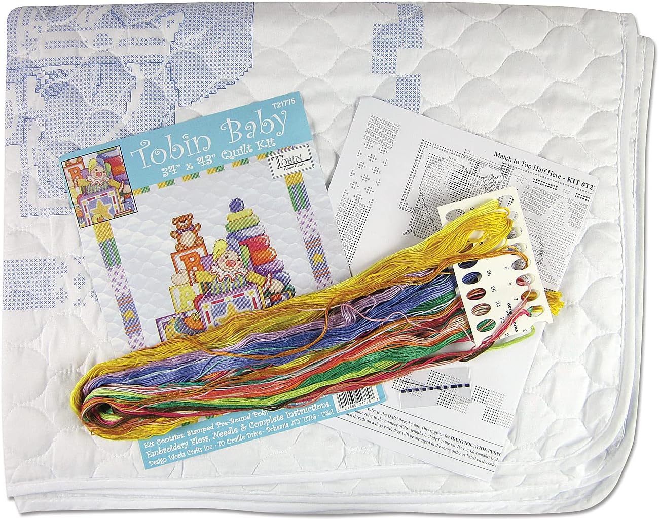 Tobin Jack in The Box Baby Quilt Stamped for Cross Stitch Kit, 34"x43"