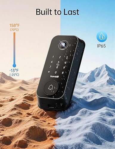 Miniatura 9 de Cerradura inteligente de video con cámara anillo 4 en 1+cámara 2K+timbre+huella dactilar Hornbill Cerradura de puerta de entrada sin llave, cerrojo