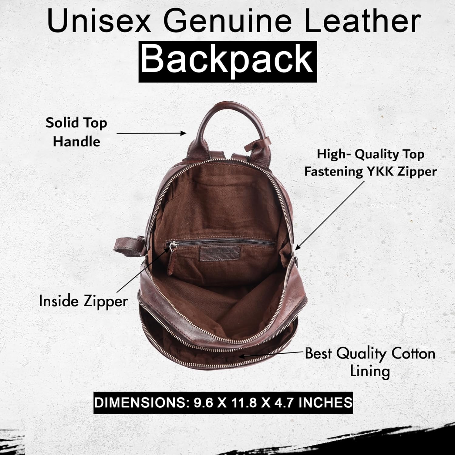 Leather Backpack for Men & Women | 100% Genuine Leather | Adjustable Straps | VL-054-BROWN | 20L Capacity | Vintage & Modern Style | 13 x 1 x 13 Inches | Ideal for Travel & Office