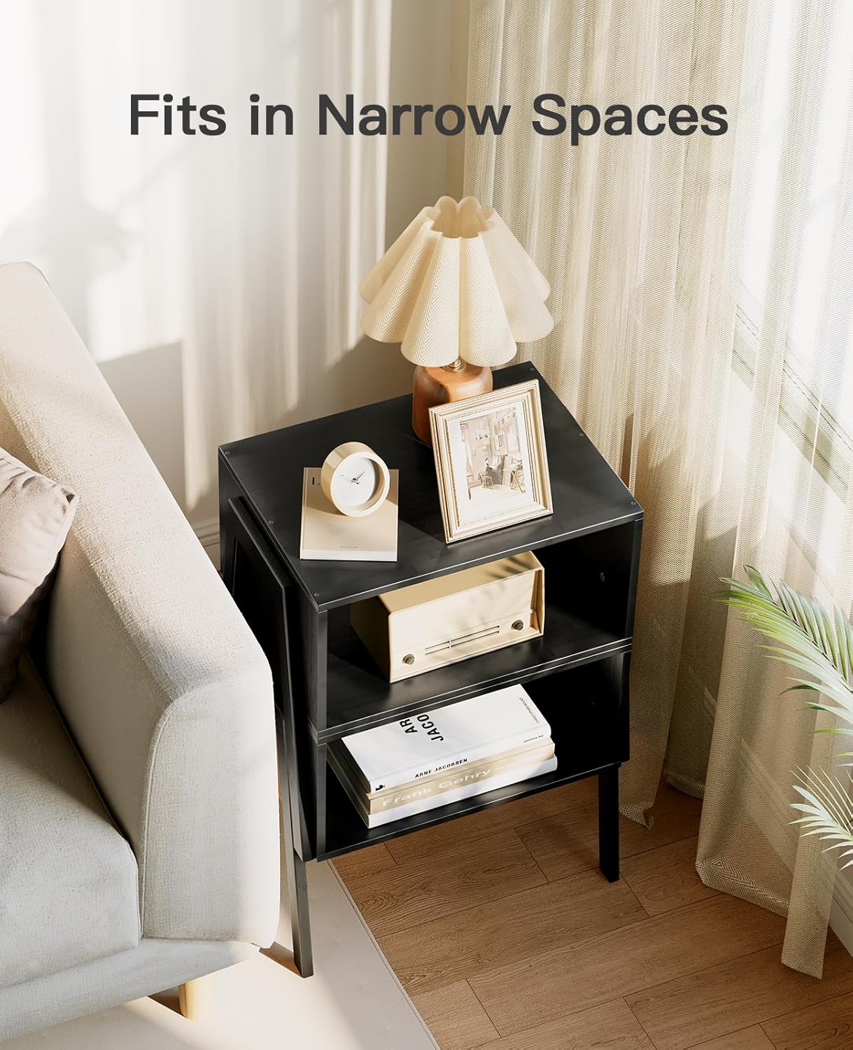 Pipishell Bamboo Bed Breakfast Tray with Foldable Legs, Stackable Bamboo Nightstands