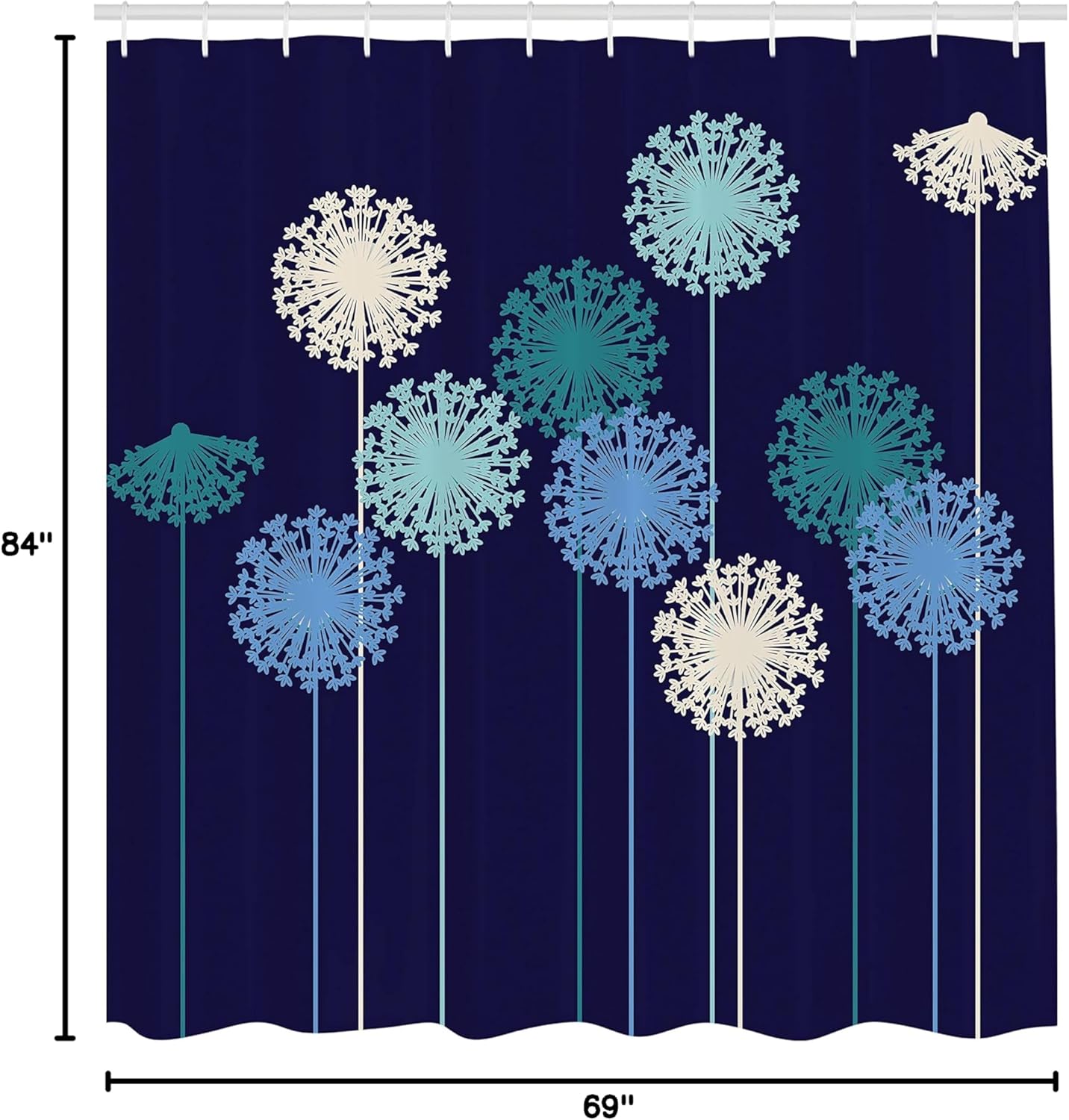 Ambesonne Dandelion Shower Curtain, Abstract Wildflower Silhouettes Botanical Inspirations Meadow in Summer Season, Cloth Fabric Bathroom Decor Set with Hooks, 69" W x 84" L, Dark Purple
