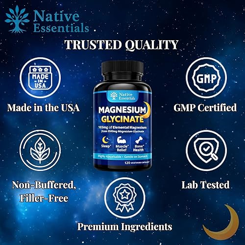 Miniatura 7 de Glicinato de magnesio Magnesio quelado de alta absorción para dormir, apoyo muscular y óseo Suave con el estómago. 120 unidades (extra fuerza)