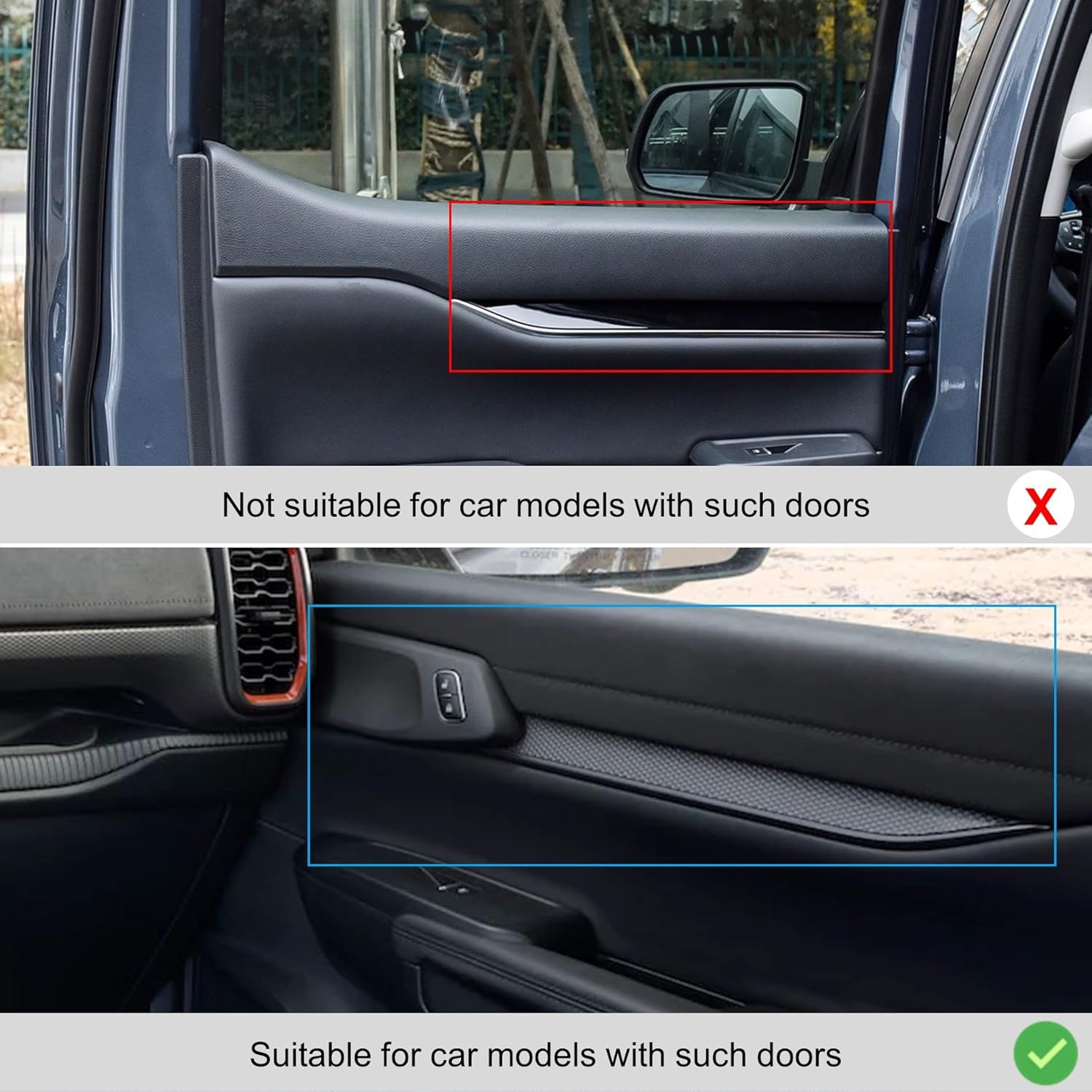 4pcs Interior Door Panel Trim Cover, ABS Car Door Armrest Strip Panel Protective Cover, Compatible with Ford Ranger 2023 2024 2025, Interior Trim Cover