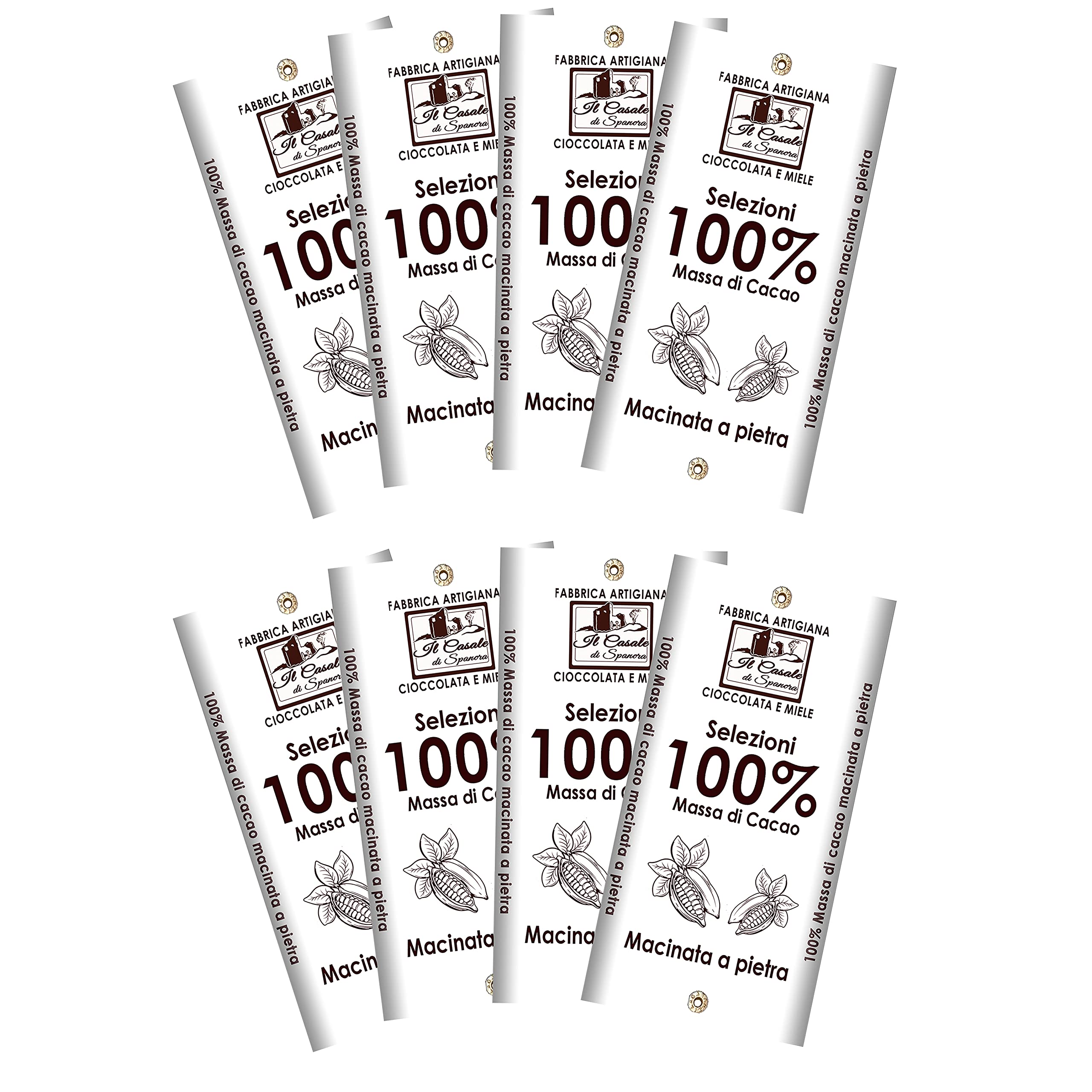 Set Tavolette MASSA DI CACAO 100% - 8 pz da 140gr (1120gr)- Cioccolato Fondente 100% Artigianale MADE IN ITALY - Il Casale Di Spanora