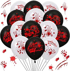 10 PCS Blood Splatter Halloween Balloons - 23.62 Inch Scary Party Decorations For Spooky Theme Parties