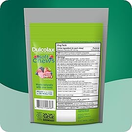 Dulcolax Saline Laxative Soft Chews, Gentle Constipation Relief, Mixed Berry Flavor, Magnesium Hydroxide 1200 mg, 15 Count