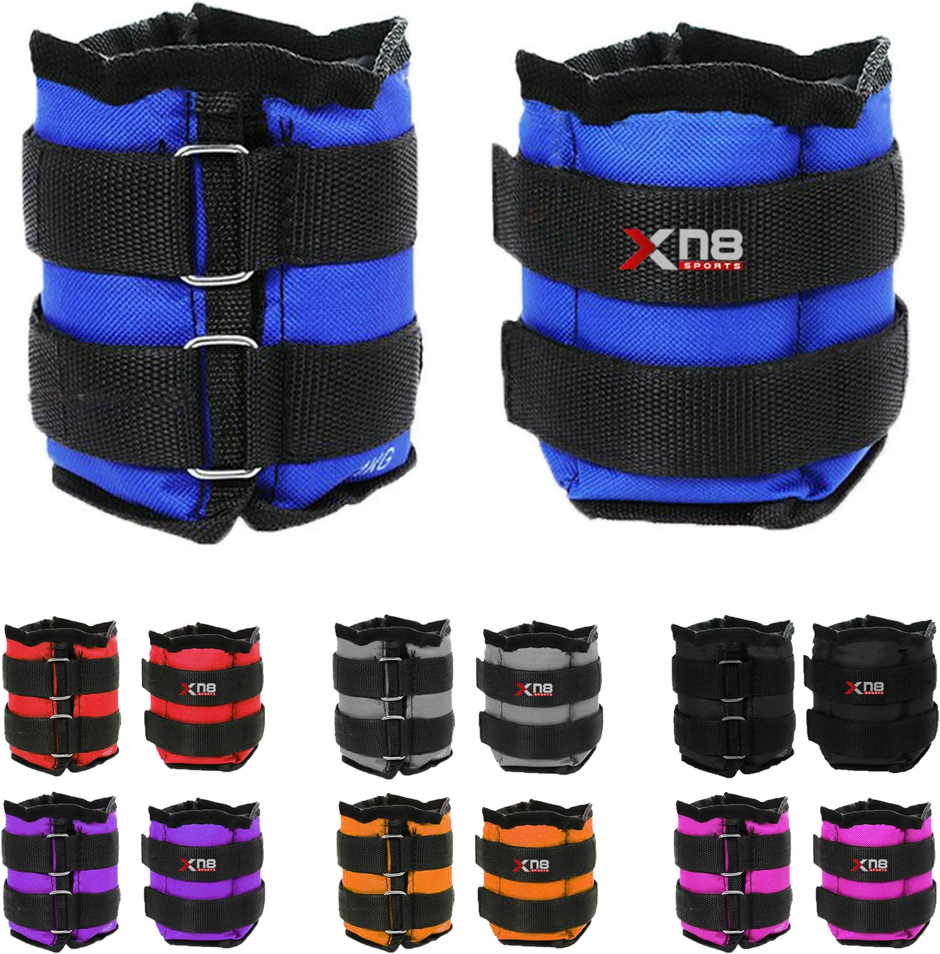 Xn8 Ankle Weights with Strap 0.5kg-3kg Pair Leg Weights for Women | Nylon Ankle and Wrist Weights for Running Jogging Walking Aerobics Exercise Gymnastics Fitness