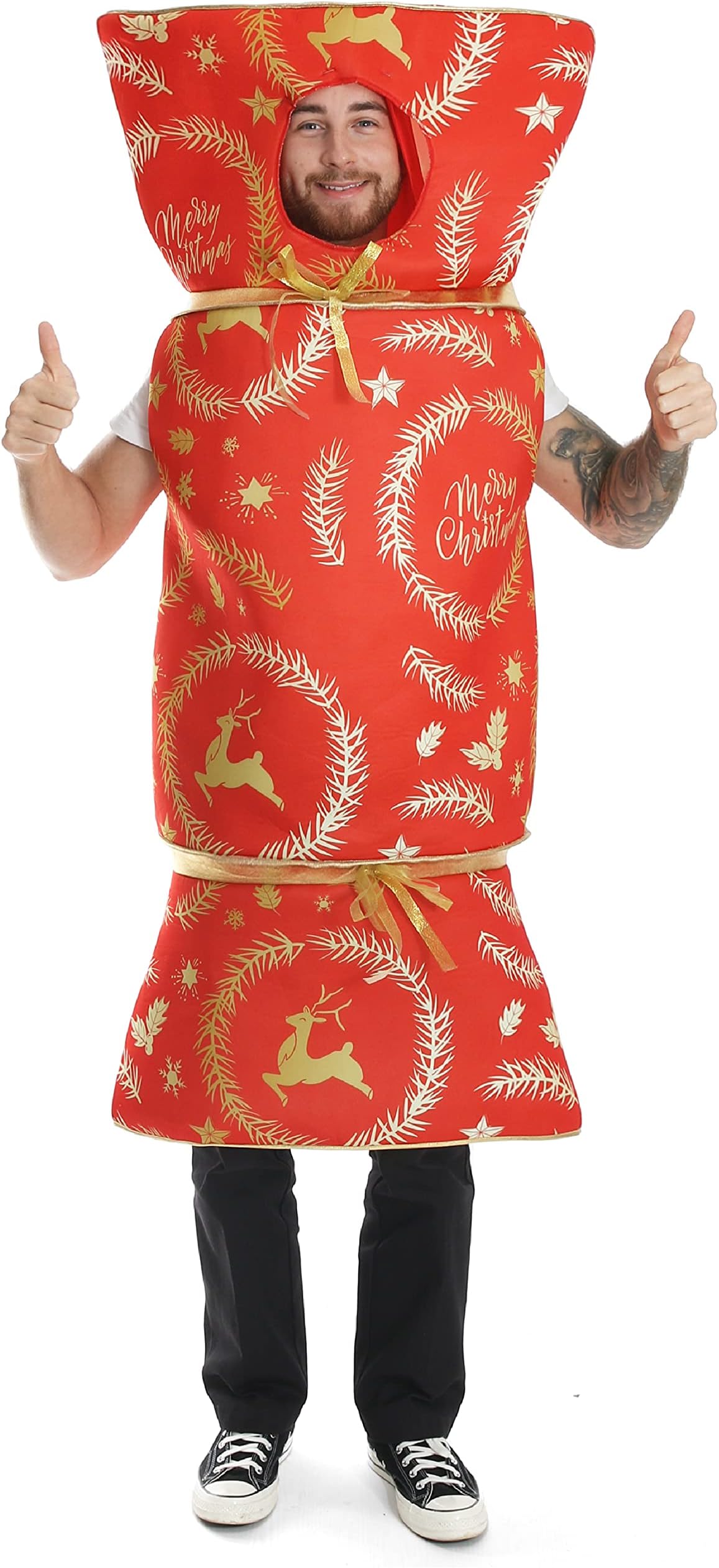 Christmas Cracker Fancy Dress Costume - Adults X-Mas Cracker Novelty Fancy Dress In Red (One Size)