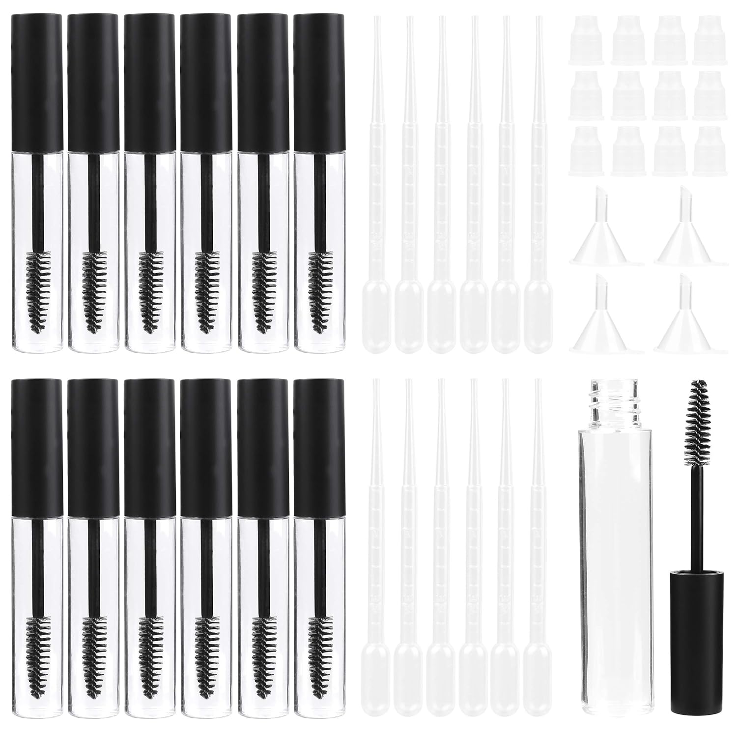 12pcs 10ml Empty Mascara Tube With Black Eyelash Wand