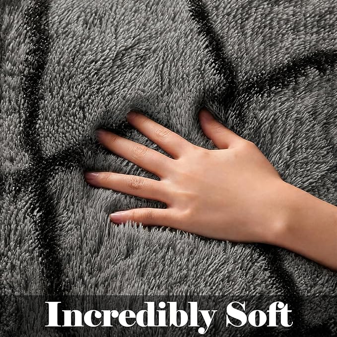 Alfombra Fluffy 4x6 Gris y Negro - Geométrica para Sala miniatura 2